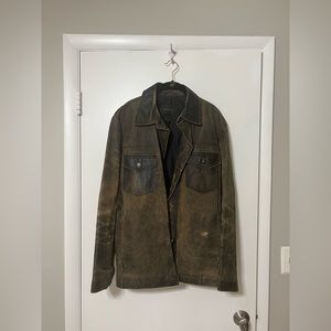Distressed and Rugged 90s Leather Jacket Express Large